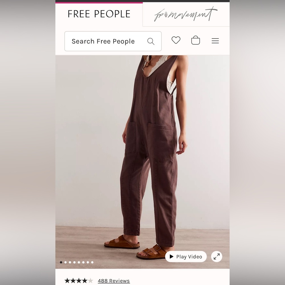 Free People, High Roller Jumpsuit, Mocha, size M
